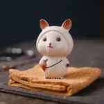 handcrafted cute rabbit purple clay tea pet front view