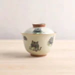 full set view of cute tiger pattern chinese gaiwan 5.1oz ceramic tea set