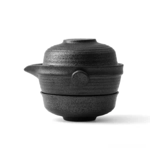 dark finish portable ceramic kung fu travel tea set