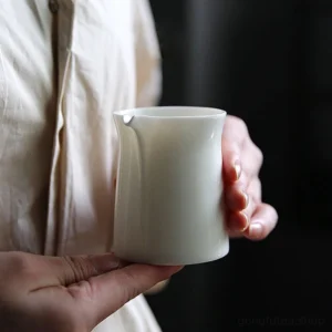 full view of authentic dehua white porcelain gong dao bei 5.4oz chinese tea pitcher