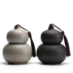double gourd ceramic tea canister auspicious good fortune tea storage