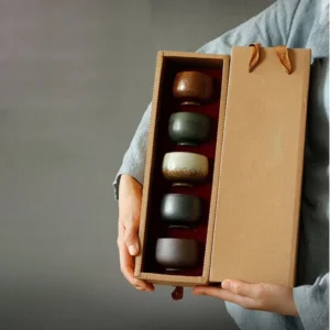 full set packaging of five elements chinese ceramic chawan tea cup set
