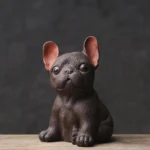 handcrafted zisha french bulldog tea pet front view