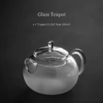 6.8oz frosted chinese glass teapot with built in metal filter main view