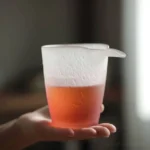 frosted pink gradient textured glass gong dao bei fairness tea pitcher main product view