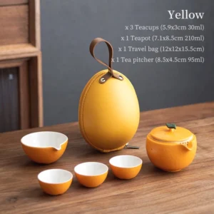 creative fruit shaped portable ceramic travel tea set 7.1oz overall view