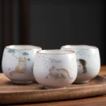 full set of different styles hand-painted cat chinese tea cup