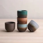 full set of handcrafted gradient glazed chinese tea cups