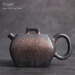 handcrafted gilded chinese ceramic teapot retro bronze main view