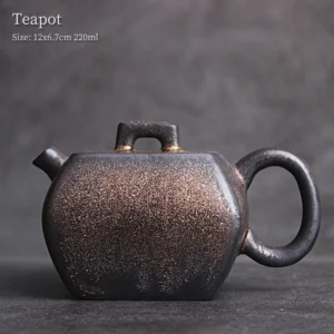 handcrafted gilded chinese ceramic teapot retro bronze main view