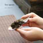 gilded leaf shaped chinese tea scoop full view