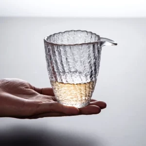 handmade glacier pattern glass gong dao bei 5.7oz textured tea pitcher main view