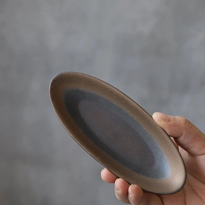 gradient color vintage ceramic tea scoop for tea ceremony
