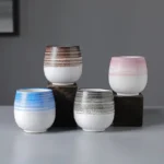 collection view of gradient stripe handcrafted chinese tea cup ceramic multiple styles