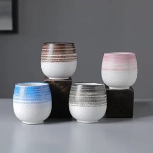 collection view of gradient stripe handcrafted chinese tea cup ceramic multiple styles