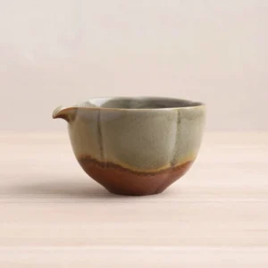 Handcrafted green ceramic gong dao bei tea pitcher, kiln change glaze fairness cup