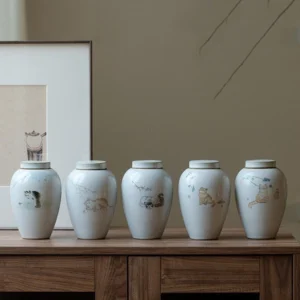 hand-painted cat ceramic airtight tea canister whole product view