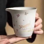 Hand-painted cat ceramic gong dao bei tea pitcher main view