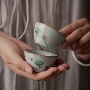 hand-painted chinese porcelain lotus chinese tea cup multiple sizes