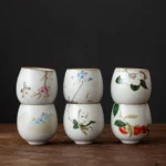 collection of hand painted traditional chinese tea cups with different patterns