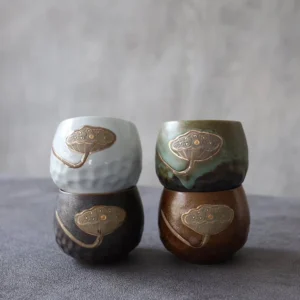 hand painted gold lotus chinese tea cup porcelain