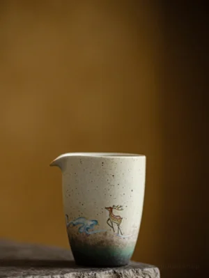 Hand-painted deer pattern gong dao bei ceramic tea pitcher main view