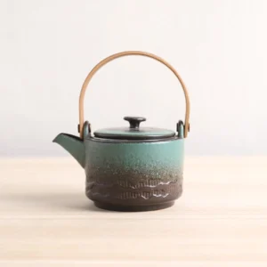 hand-painted gradient chinese teapot with wood handle 6.8oz