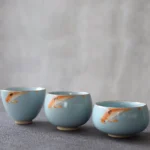 hand painted koi nian nian you yu chawan porcelain tea cup full product view