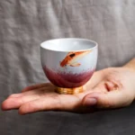 hand-painted koi chinese porcelain fish tea cup 2.7oz product main view