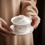 hand-painted koi fish porcelain gaiwan lidded chinese tea bowl 5.1oz