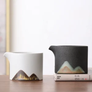 hand-painted mountain ceramic gong dao bei 7oz chinese fairness pitcher side view