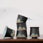 hand-painted mountain landscape chinese tea cup ceramic gongfu teacup main view
