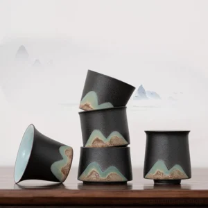 hand-painted mountain landscape chinese tea cup ceramic gongfu teacup main view