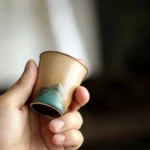 hand-painted mountain landscape traditional chinese tea cup 1.5oz ceramic