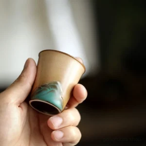 hand-painted mountain landscape traditional chinese tea cup 1.5oz ceramic