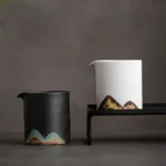 Hand-painted mountain ceramic Gong Dao Bei 6.8oz Chinese tea pitcher