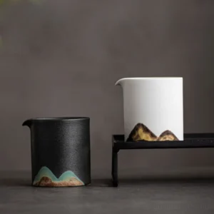 Hand-painted mountain ceramic Gong Dao Bei 6.8oz Chinese tea pitcher