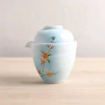 Style A hand-painted floral portable travel ceramic tea set with orange flower pattern