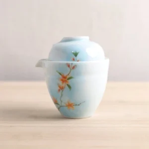 Style A hand-painted floral portable travel ceramic tea set with orange flower pattern