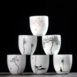 hand-painted zen chinese tea cup porcelain gongfu tea cup 5oz
