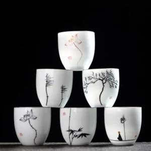 hand-painted zen chinese tea cup porcelain gongfu tea cup 5oz