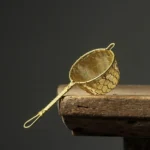 Hand-woven solid brass tea strainer with fine mesh for loose leaf tea