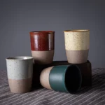 Handcrafted chinese clay tea cup full view 4.4oz rustic ceramic teacup
