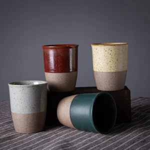Handcrafted chinese clay tea cup full view 4.4oz rustic ceramic teacup