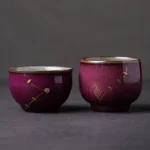 handcrafted chinese gold fitted purple glazed ceramic tea cup