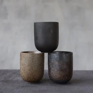 handcrafted chinese tea cup 4oz unique glazed ceramic pinming cup side view