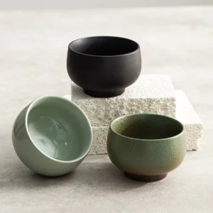 Handcrafted kaolin ceramic chawan Chinese tea bowl 2.7oz