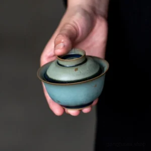 handcrafted teal mini gaiwan gaiwan chinese ceramic tea bowl