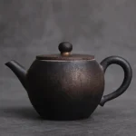 handcrafted unique black chinese teapot full view 5.1oz small ceramic tea pot