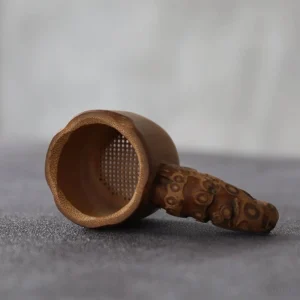 handmade natural bamboo root tea strainer overall view for chinese tea ceremony